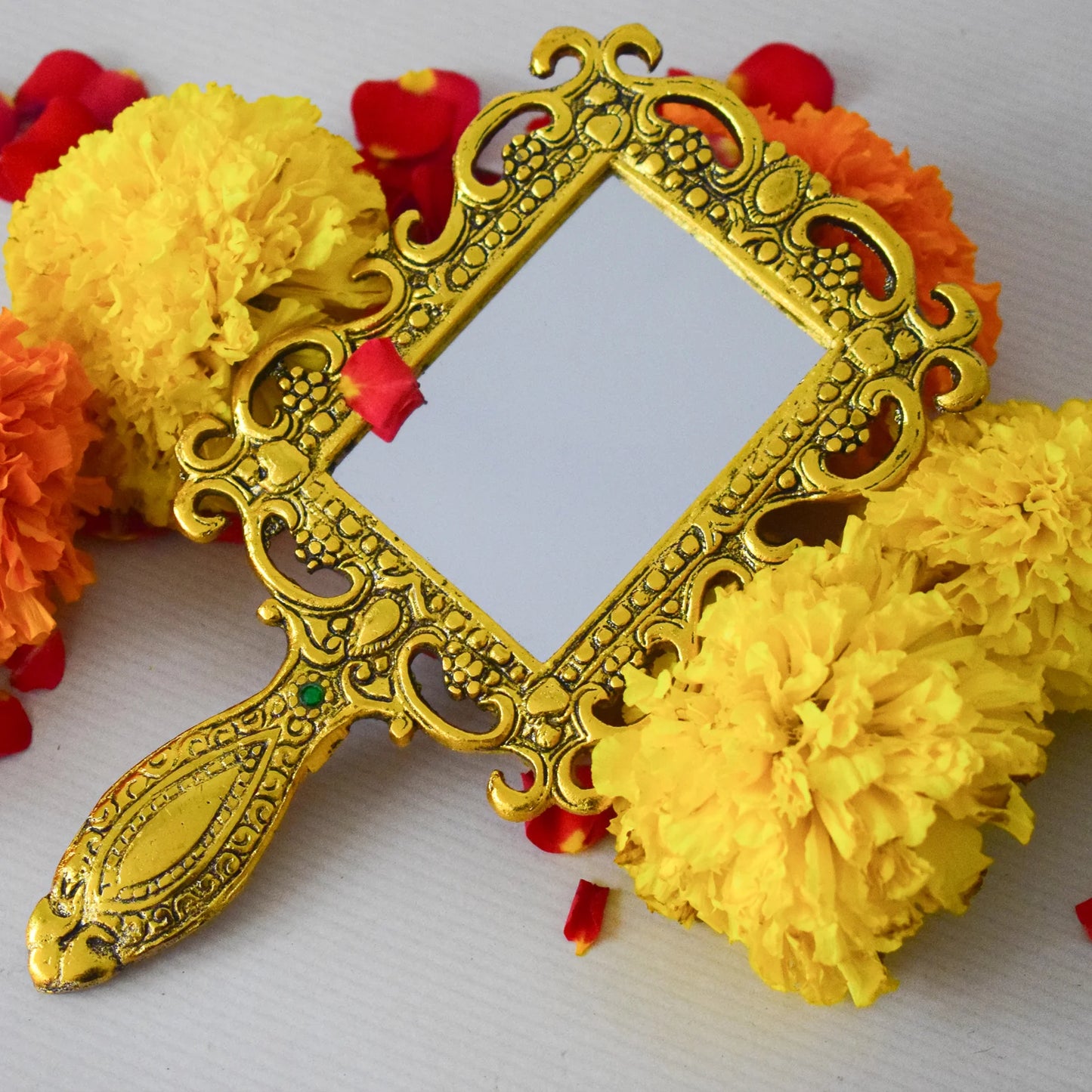 Golden Bloom Vanity Hand Mirror - Brass Daddy