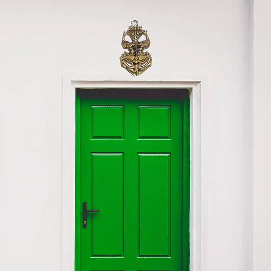 Metal Feng Shui Vastu Showpiece Nazar Battu with Naag Ganesha Suraksha Kawach Mask for Evil Eye Protection for Home, Office Wall & Door Hanging - Brass Daddy