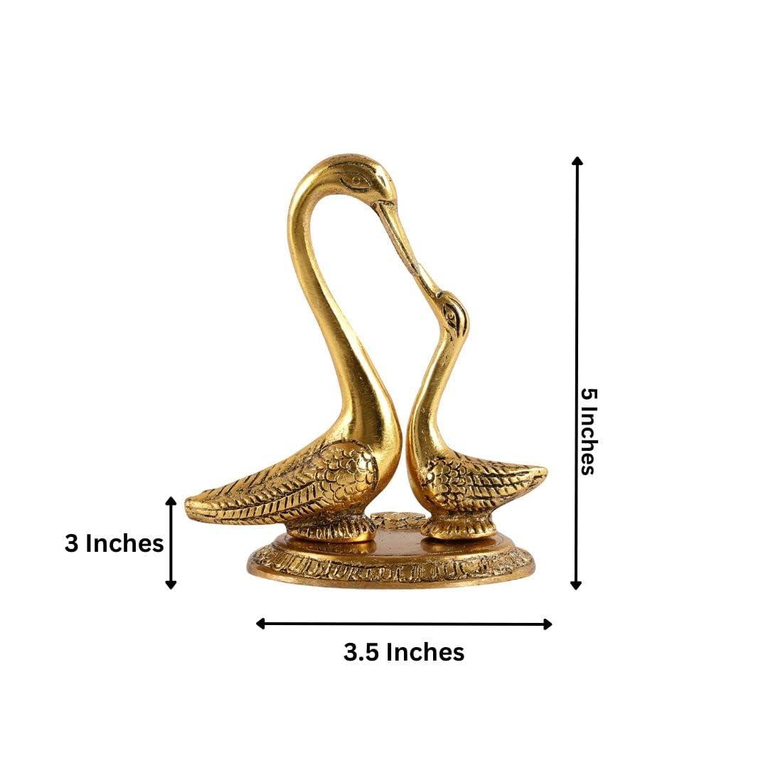 Table Decor Home And Office Decor Swan Pair Metal Gold Pleated Saras - Brass Daddy