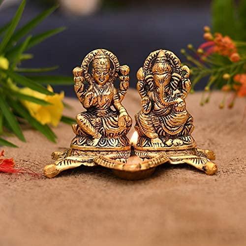 Lakshmi Ganesh Idol with Diya puja Deepak - Diwali Home Decoration Items - Brass Daddy