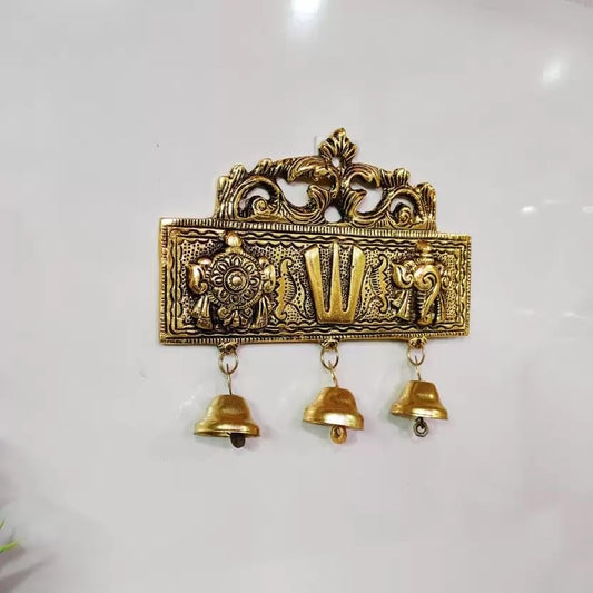 Tirupati Door Hanging Shankh Chakra Namah Latkan for Home,Office & Room,Showpiece Figurines,Religious Idol... Decorative Showpiece - 15 cm (Metal, Gold) - Brass Daddy