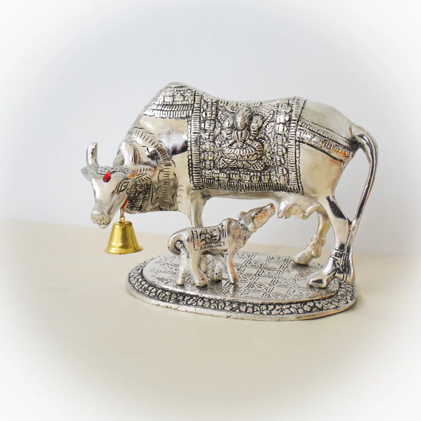 Exquisite Gillet Silver Metal Cow and Calf Set - Brass Daddy