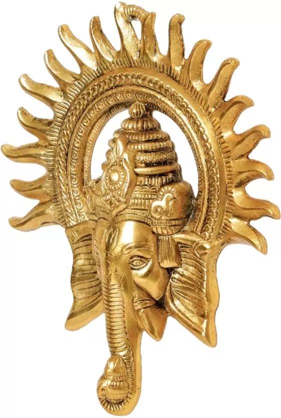Ganesha ji Metal Statue,Ganpati Wall Hanging Sculpture for Your Home, Office - Brass Daddy