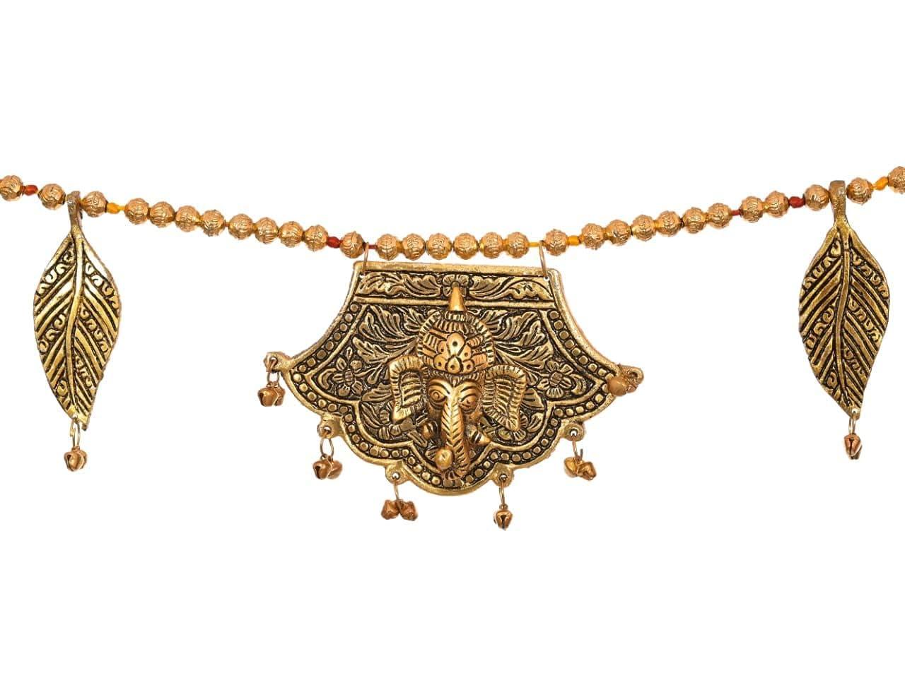 Golden Handmade Premium Antique Metal Ganesha Bandarwal Toran for Door & Wall Hanging - Brass Daddy