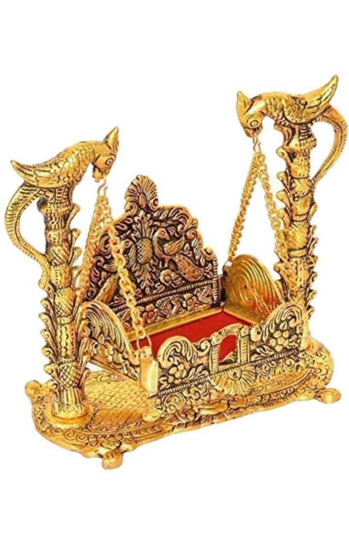 Metal Laddu Gopal Parrot Jhula - Brass Daddy