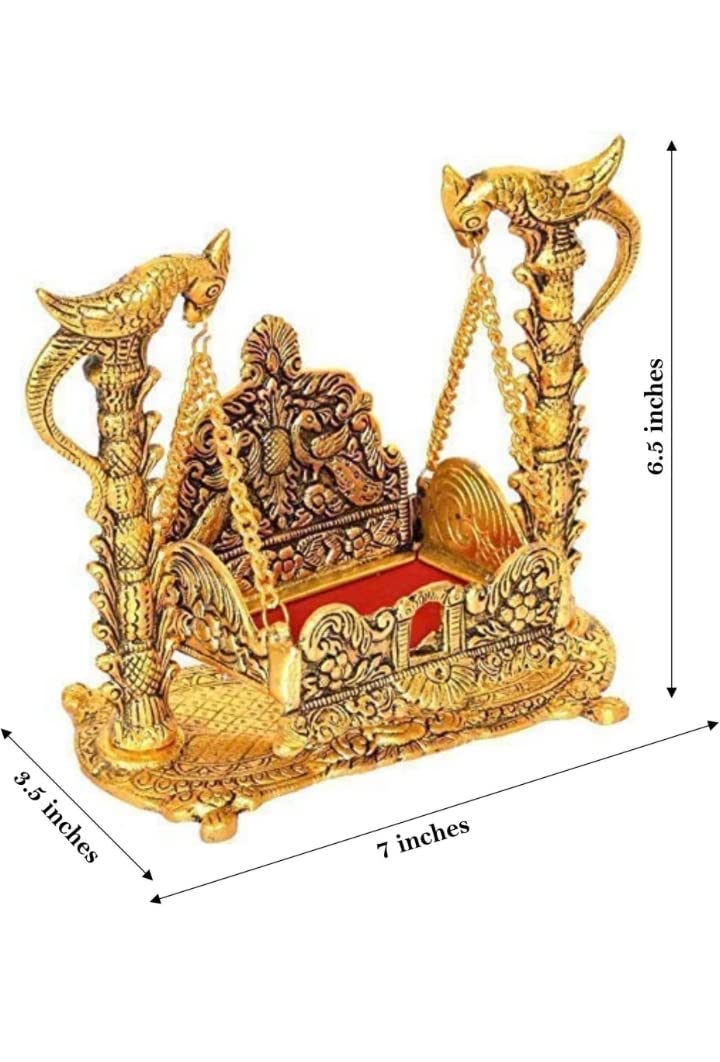 Metal Laddu Gopal Parrot Jhula - Brass Daddy