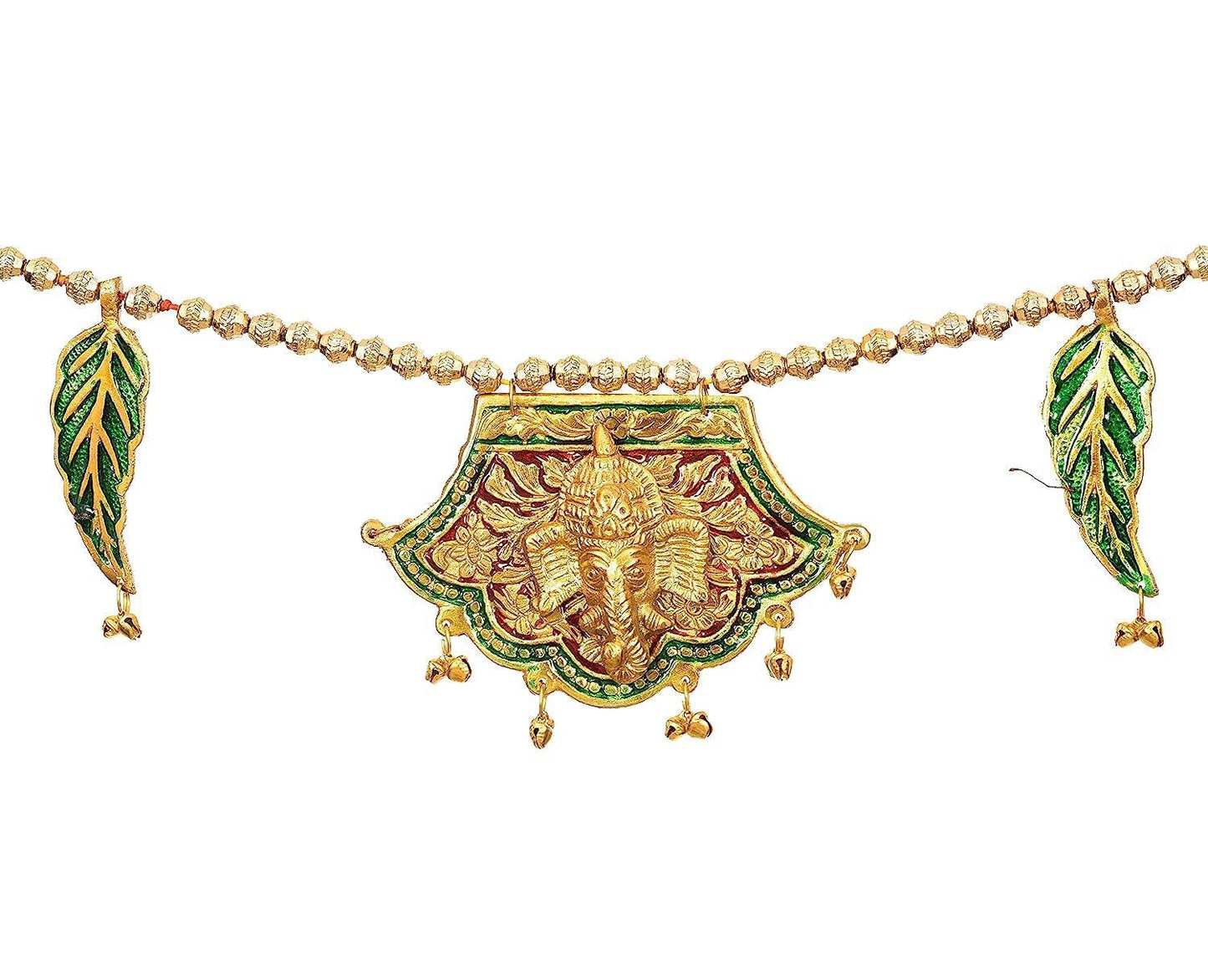 Green Leaf Handmade Premium Antique Metal Ganesha Bandarwal Toran for Door & Wall Hanging - Brass Daddy