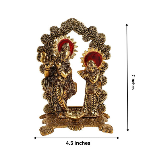 Radha Krishna Standing Playing Flute Metal Statue - Brass Daddy