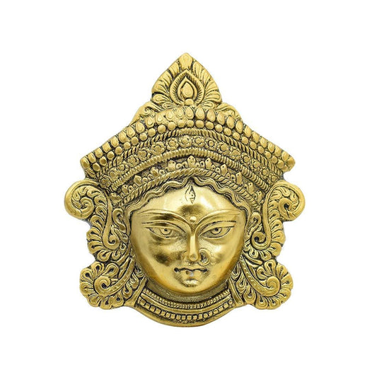 Shri Durga MATA Face for Wall Hanging/Durga Maa Face Mask Wall Hanging for Good Luck, Success and Prosperity - Brass Daddy