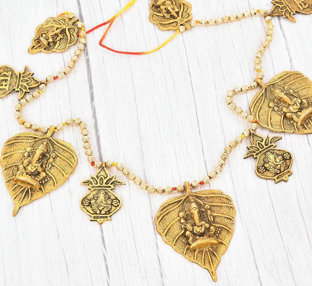 Leaf Handmade Premium Antique Metal Ganesha Bandarwal Toran for Door & Wall Hanging - Brass Daddy