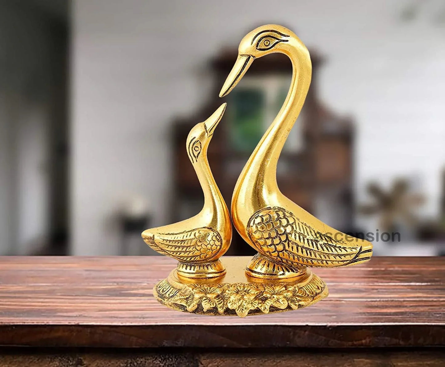 Table Decor Home And Office Decor Swan Pair Metal Gold Pleated Saras - Brass Daddy