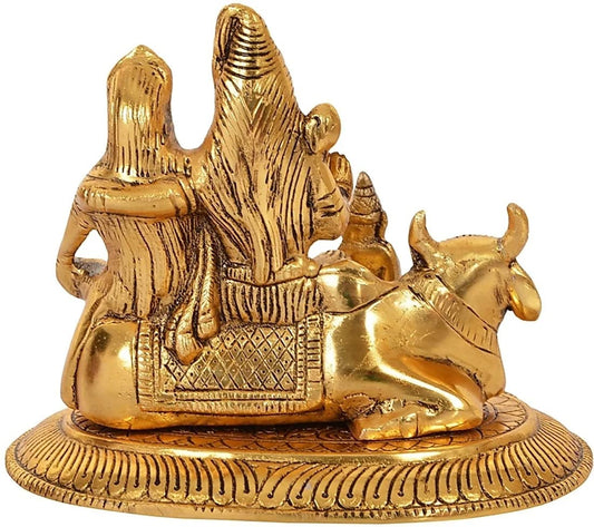 Metal Shiv Parivar Murti Metal Shiva Parvati Ganesh Idol Shiv Parivar Murti Statue Shiva Idols Family Sitting On Nandi Showpiece Figurine shivling for Home puja, Gold - Brass Daddy