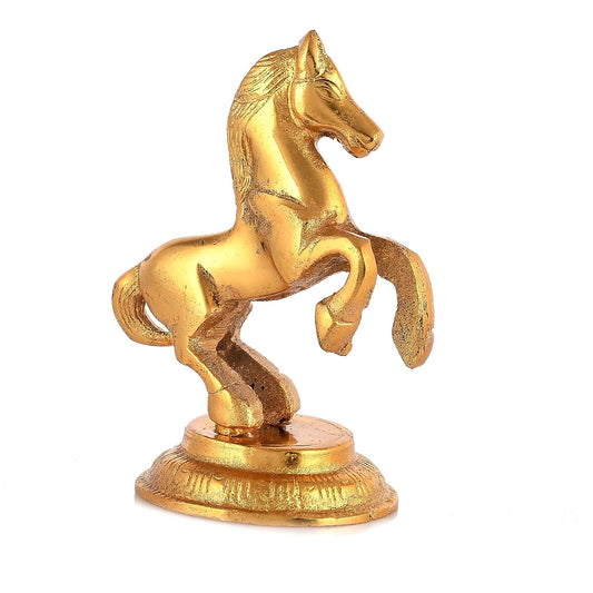 Golden Finish Jumping Horse Metal Statue| Home Decor, Showpiece Gifts - Brass Daddy