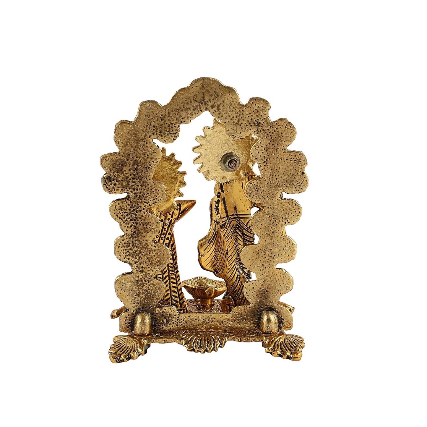 Radha Krishna Standing Playing Flute Metal Statue - Brass Daddy