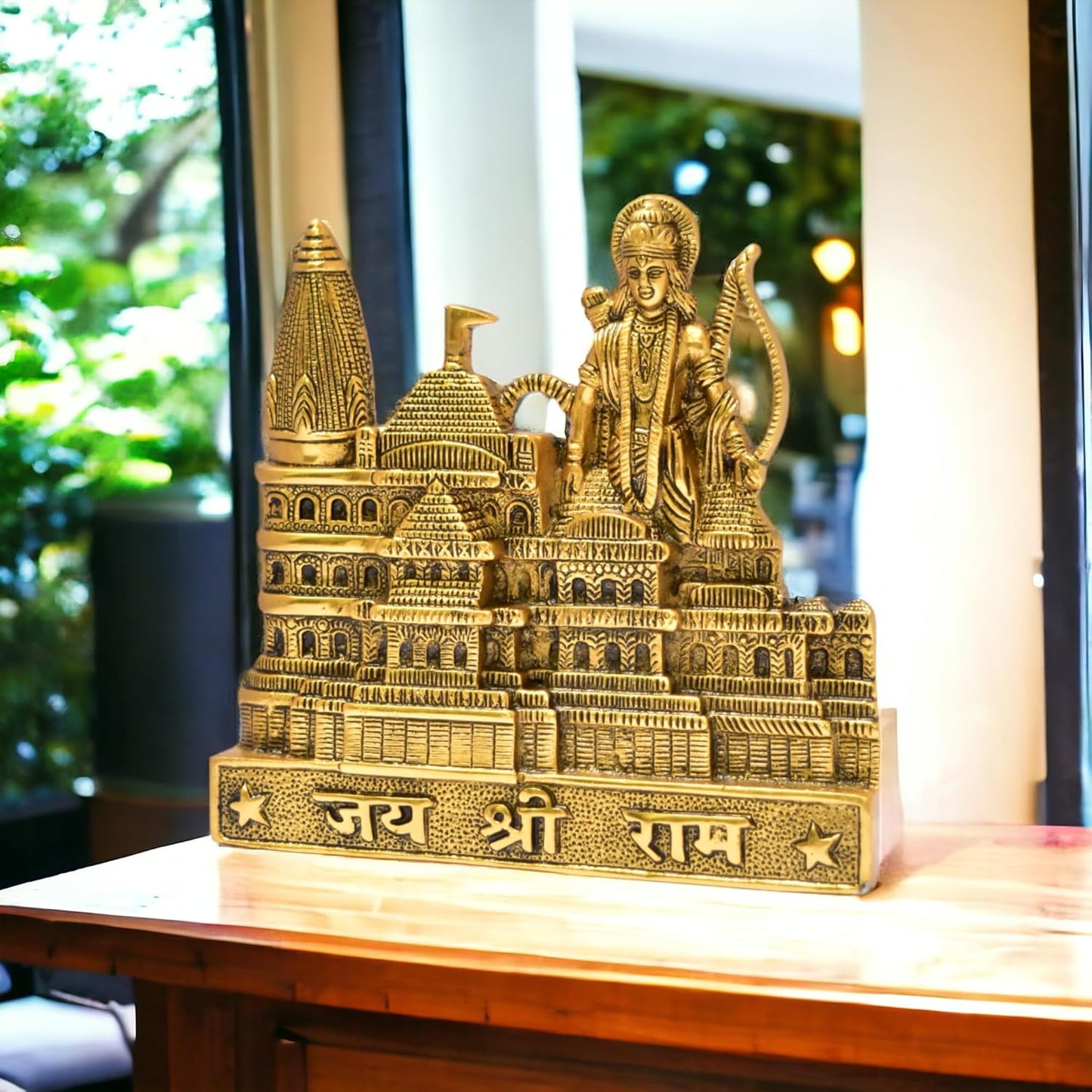 Metal Shree Ram Mandir Architectural Model Prabu Shri Ram Janam Bhumi Ayodhya Showpiece for Home Decor, Office | Metal Showpiece - Brass Daddy