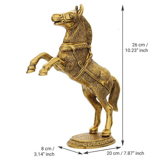 Jumping Horse Statue Showpiece for Vastu, Wealth & Decorative for Home,Office,Living Room Gift for Friends,Wedding,Relatives - Brass Daddy
