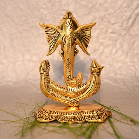 Ganesh Seated on Lotus Wall Showpiece for Decor Home and Gifts - Brass Daddy
