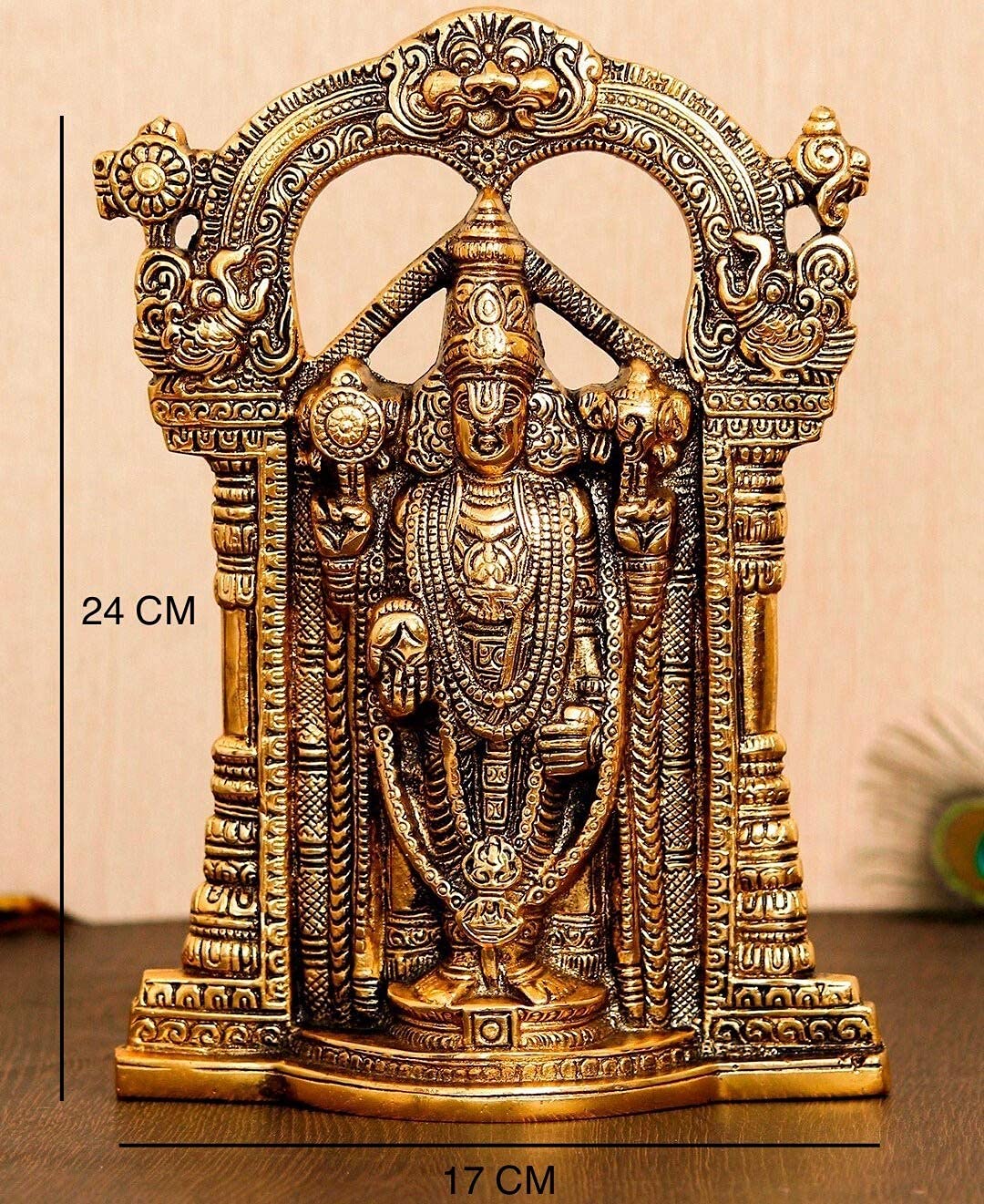 Tirupati Balaji, Sri Venkateswara Idol, Spiritual Home Decor Decorative Showpiece - 24 cm - Brass Daddy