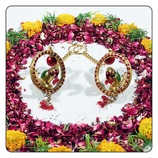 Metal Handmade Door Hanging Multicolour Parrot Showpiece Decorative Showpiece -Pack of 2 - Brass Daddy