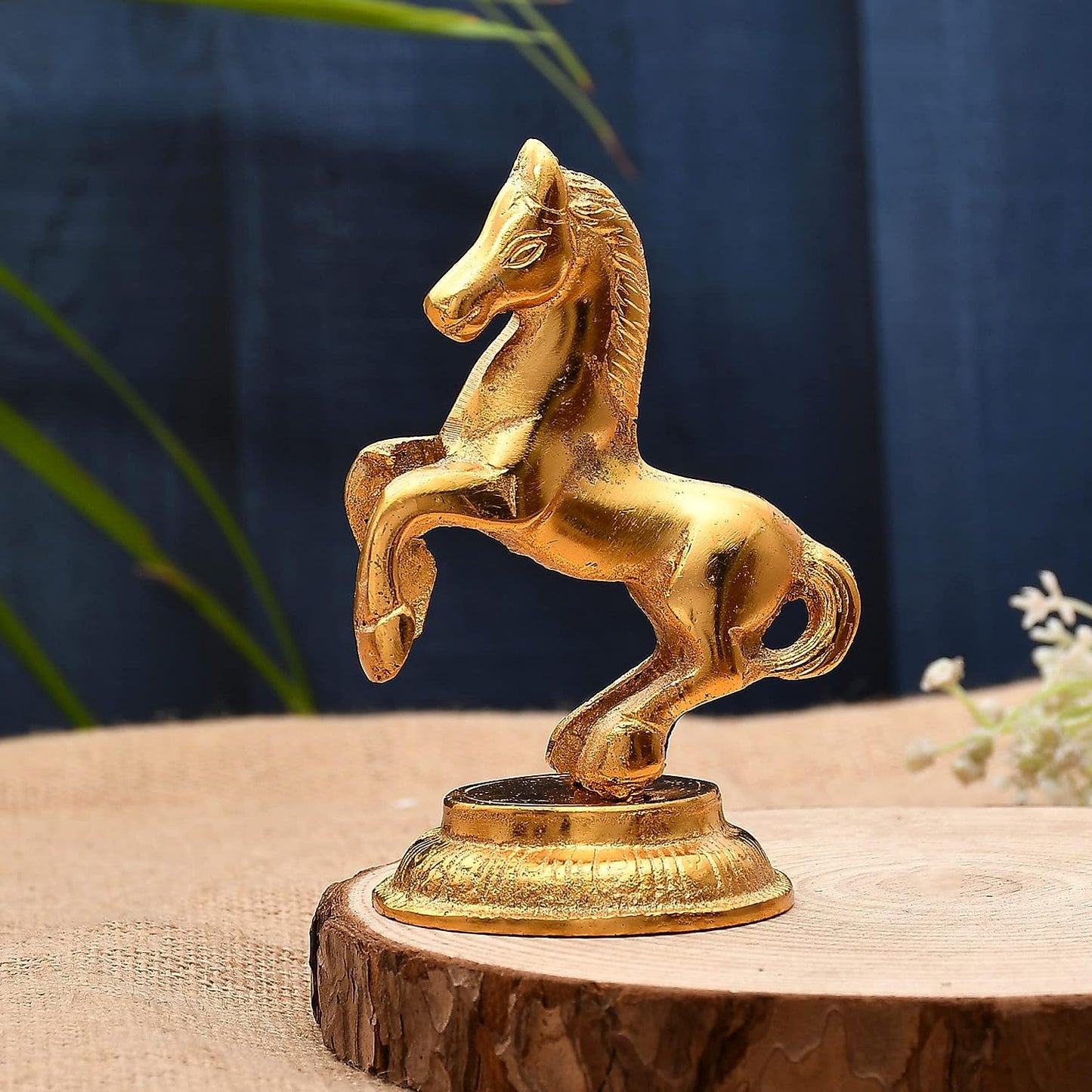 Golden Finish Jumping Horse Metal Statue| Home Decor, Showpiece Gifts - Brass Daddy