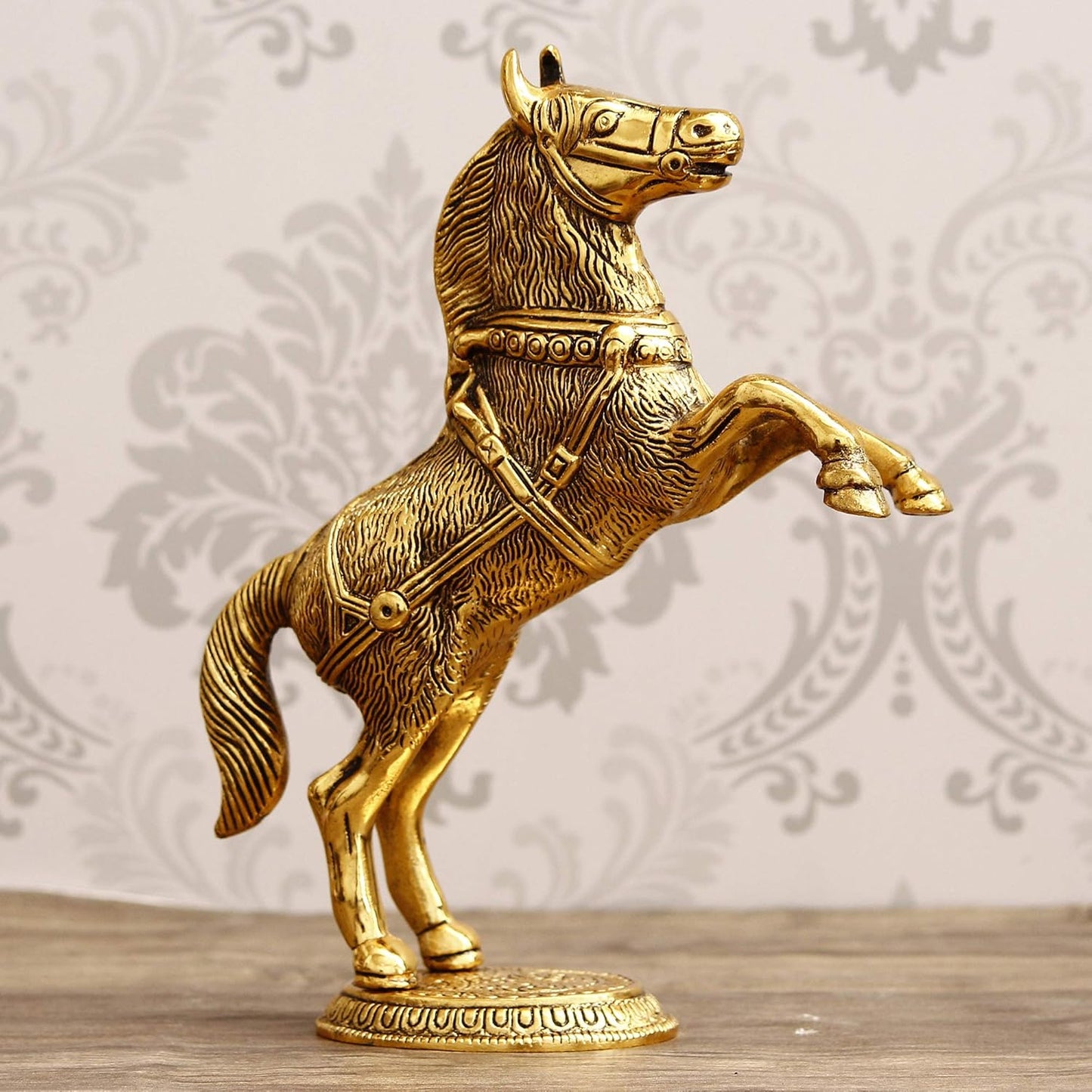 Jumping Horse Statue Showpiece for Vastu, Wealth & Decorative for Home,Office,Living Room Gift for Friends,Wedding,Relatives - Brass Daddy