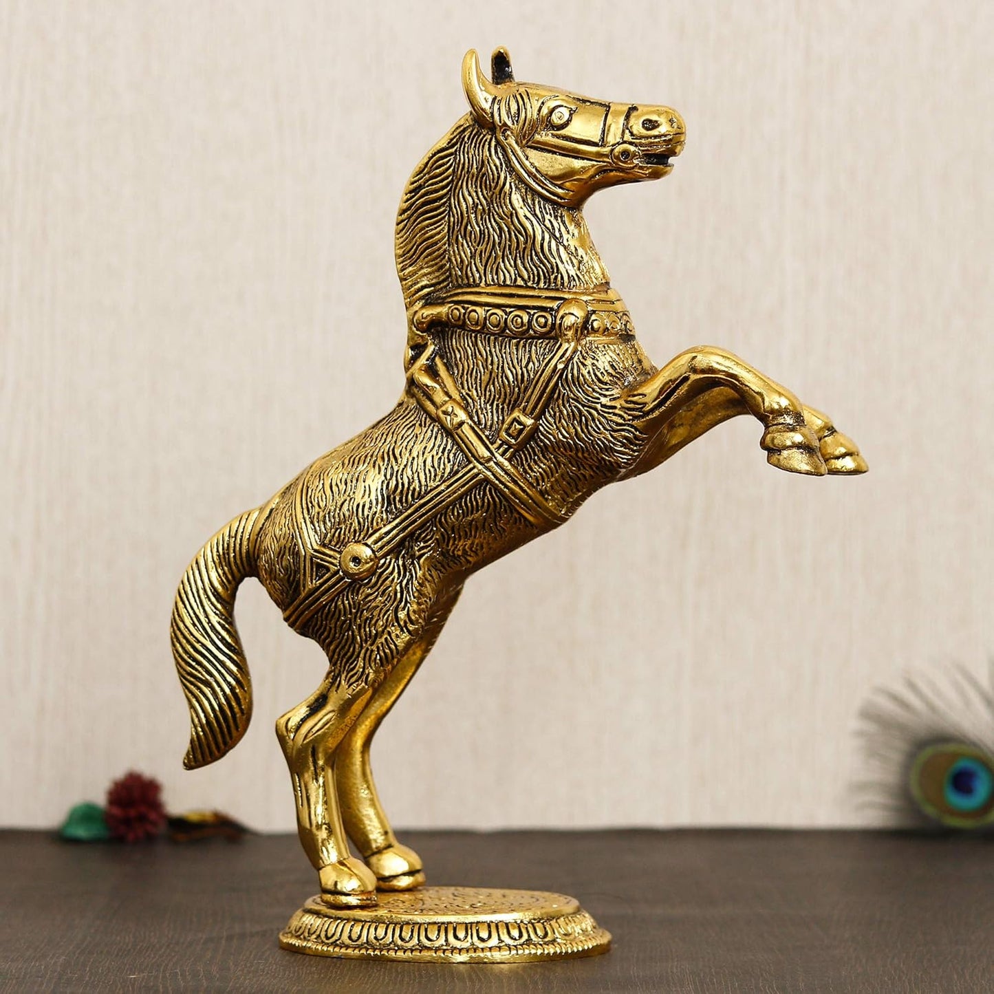 Jumping Horse Statue Showpiece for Vastu, Wealth & Decorative for Home,Office,Living Room Gift for Friends,Wedding,Relatives - Brass Daddy