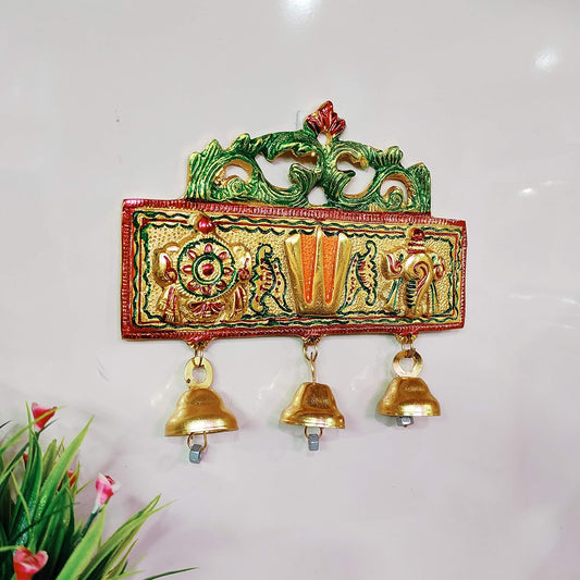 Tirupati Door Hanging Shankh Chakra Namah Latkan Meenkari Decorative for Home,Office & Room,Also Gift for House Warming - Brass Daddy