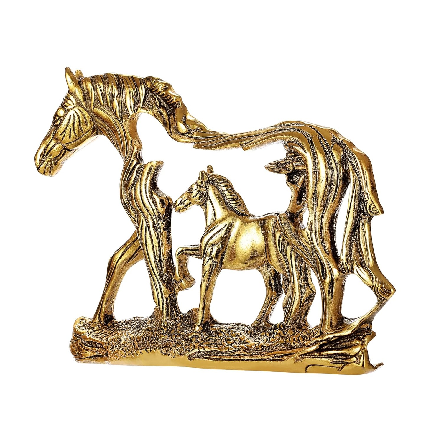 Horse with Baby Horse Golden Plated - Brass Daddy
