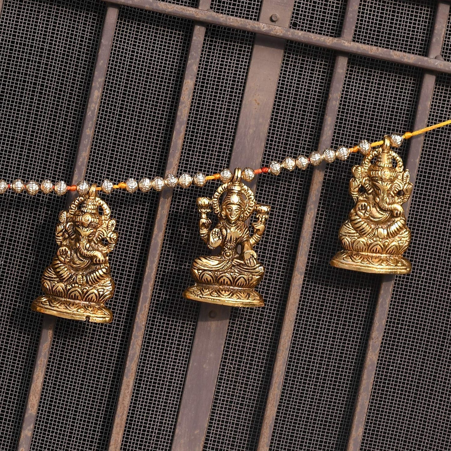 Metal Door Hanging Toran Bandarwal for Home Decoration/Lakshmi Ganesha Toran Mandir Temple (35 x 3.5 inch, Gold) - Brass Daddy