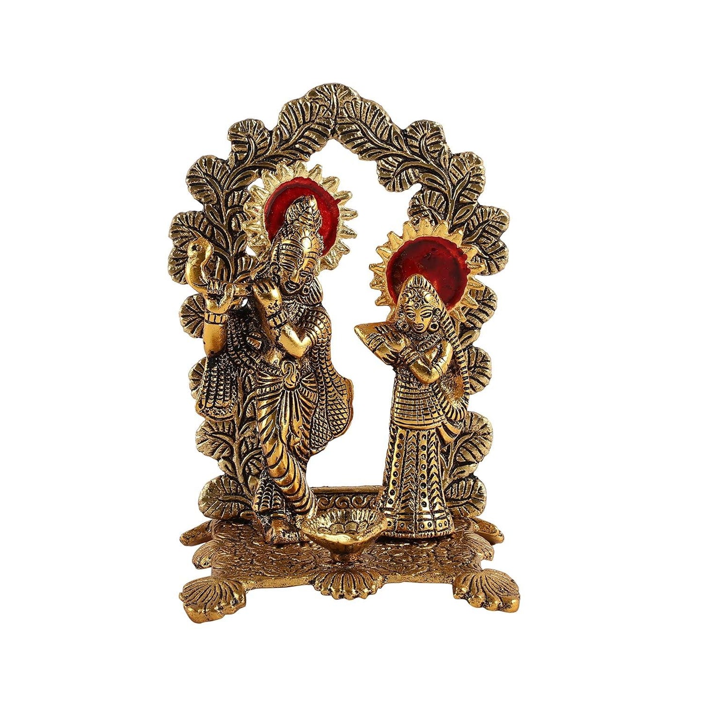 Radha Krishna Standing Playing Flute Metal Statue - Brass Daddy