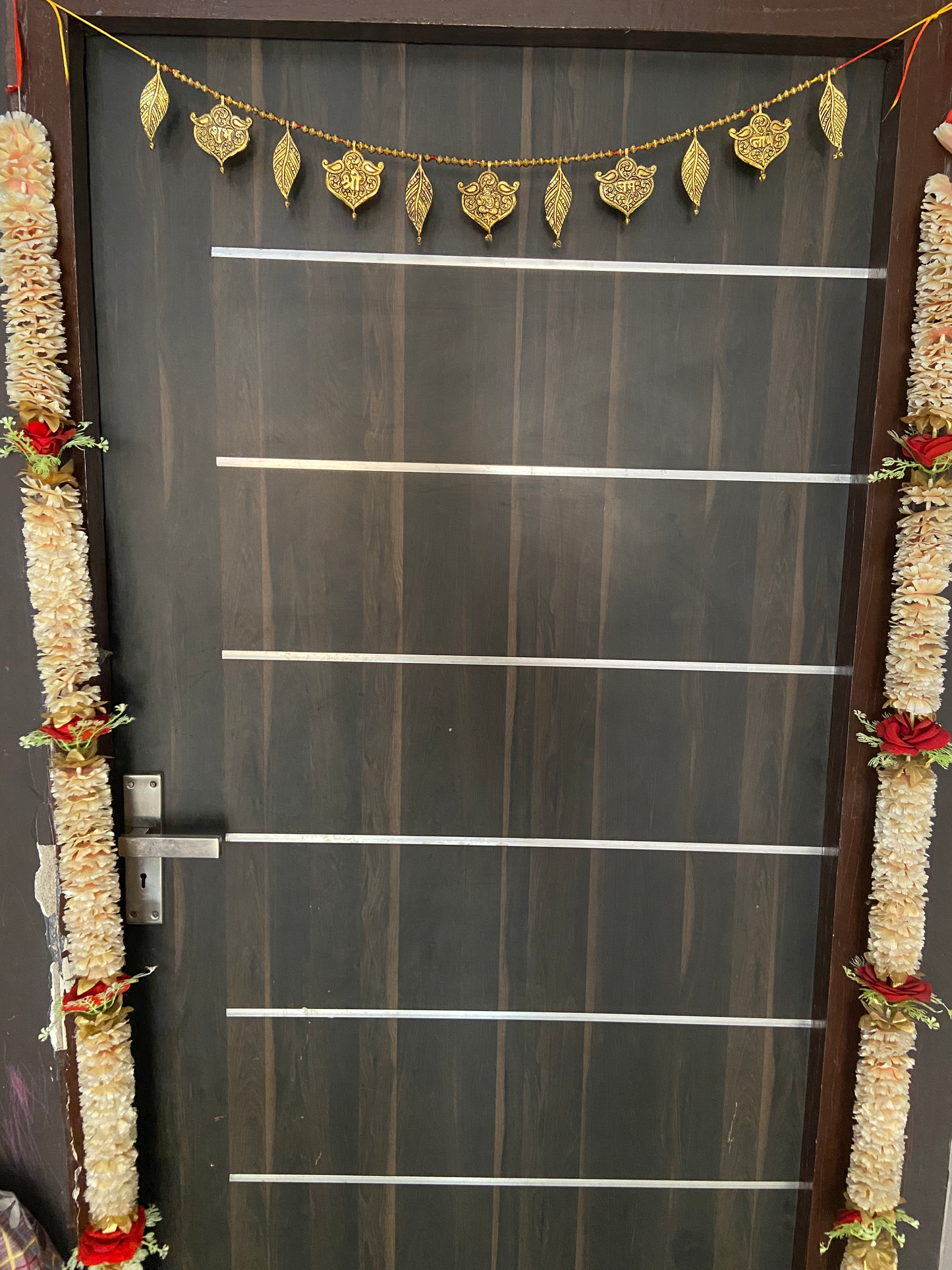 Golden Handmade Premium Antique Metal Shubh Labh Bandarwal Toran for Door & Wall Hanging - Brass Daddy