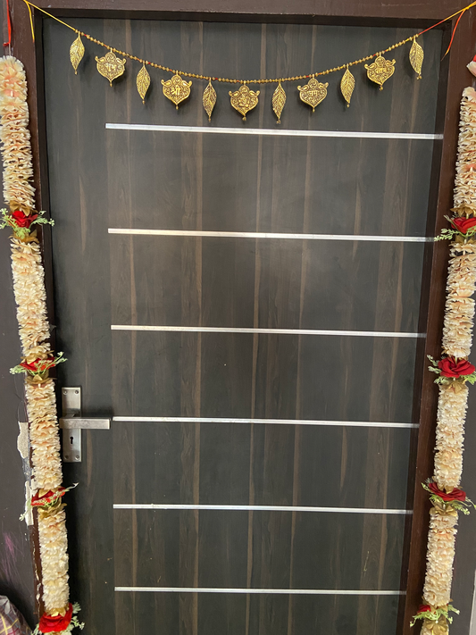 Golden Handmade Premium Antique Metal Shubh Labh Bandarwal Toran for Door & Wall Hanging - Brass Daddy
