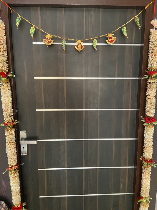 Handmade Premium Antique Metal Shree Namah Bandarwal Toran for Door & Wall Hanging - Brass Daddy