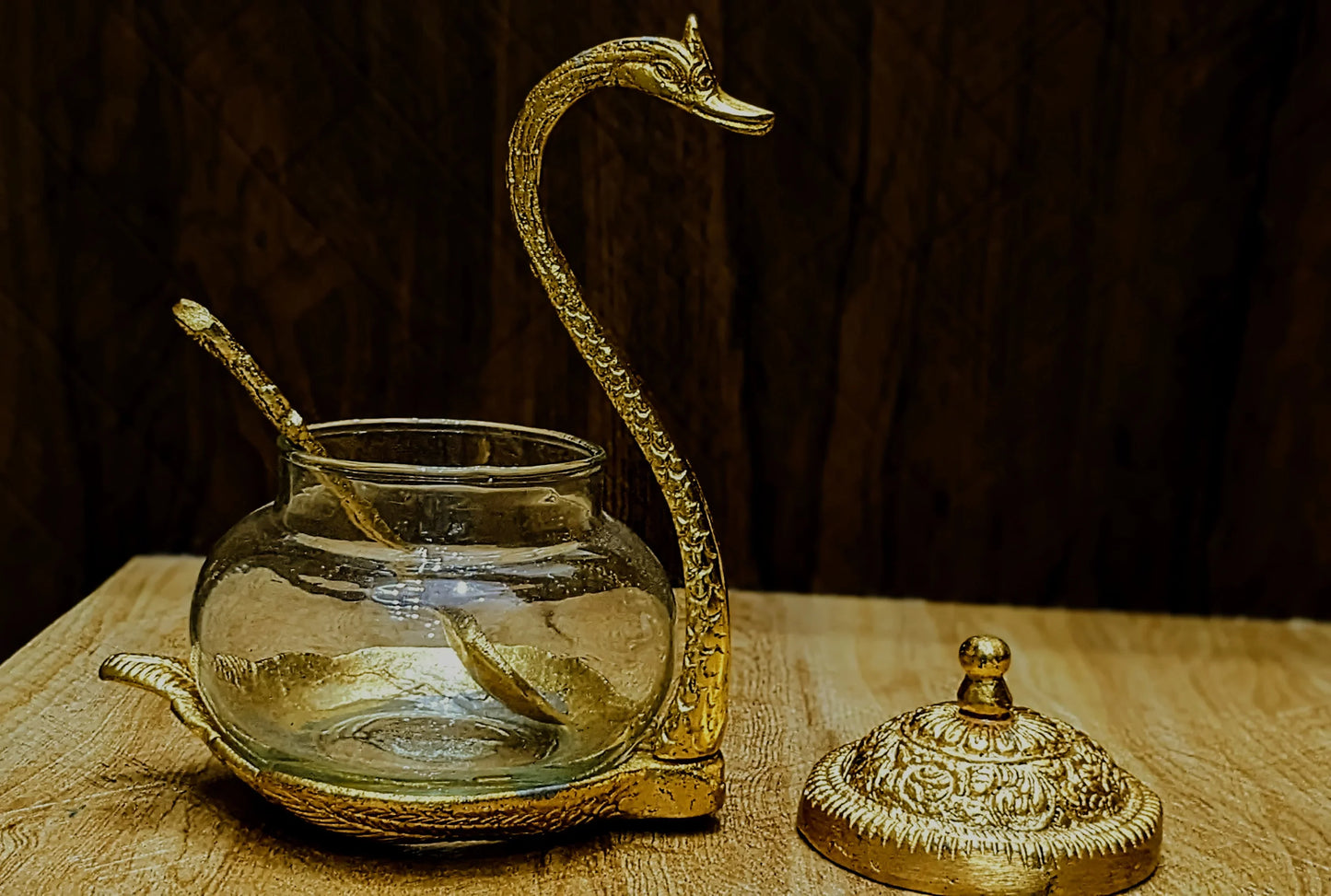 Duck glass golden with a spoon - Brass Daddy