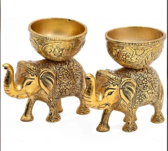 Handcrafted Elephant Decor - Gold Urli Bowl | Premium Metal Home Decor - Brass Daddy
