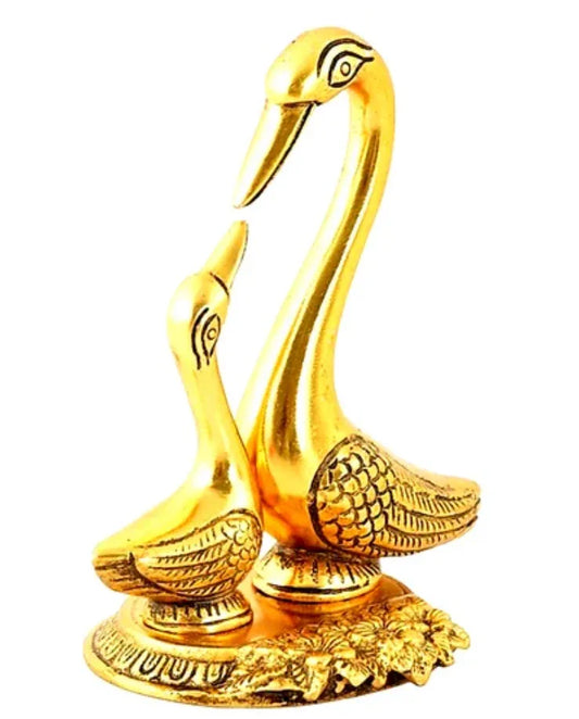 Table Decor Home And Office Decor Swan Pair Metal Gold Pleated Saras - Brass Daddy