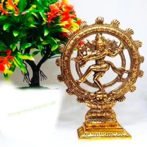 Golden Metal Handicraft Shiva Idol Natraj Statue - Brass Daddy
