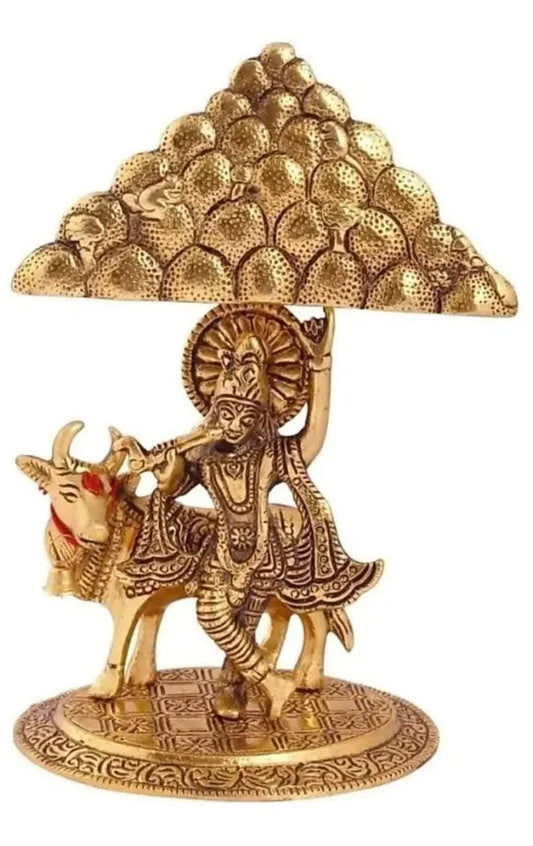 Cow Krishna Gokul Statue - Brass Daddy