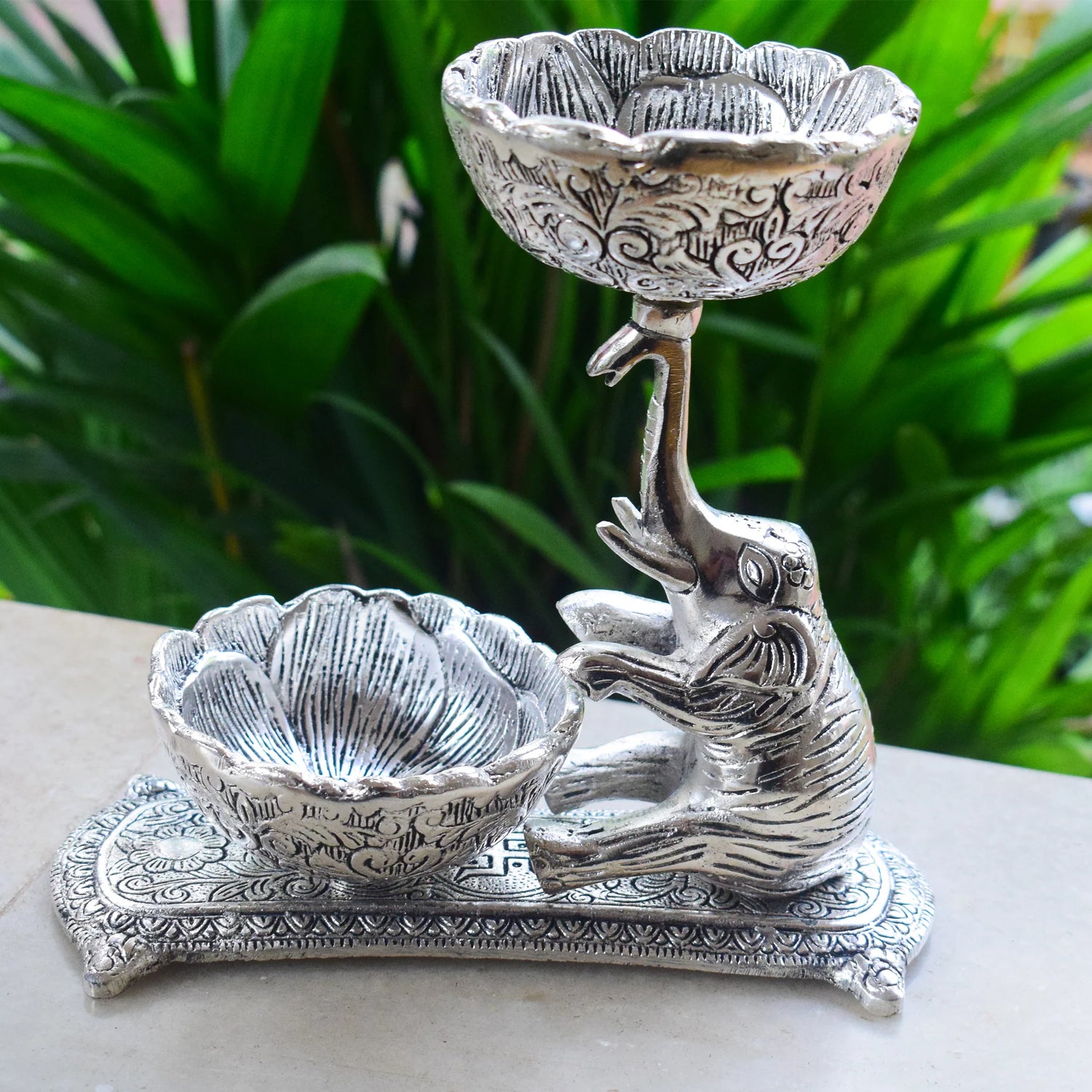 Elephant Bowl Set with Artistic Stand - Brass Daddy