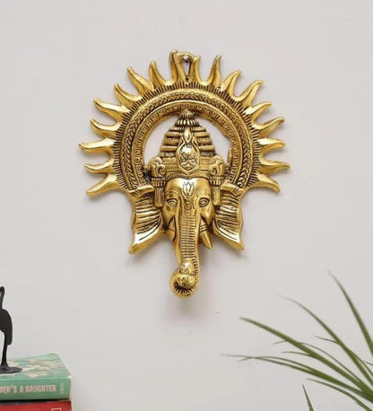 Ganesha ji Metal Statue,Ganpati Wall Hanging Sculpture for Your Home, Office - Brass Daddy