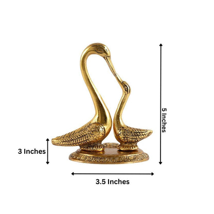 Table Decor Home And Office Decor Swan Pair Metal Gold Pleated Saras - Brass Daddy