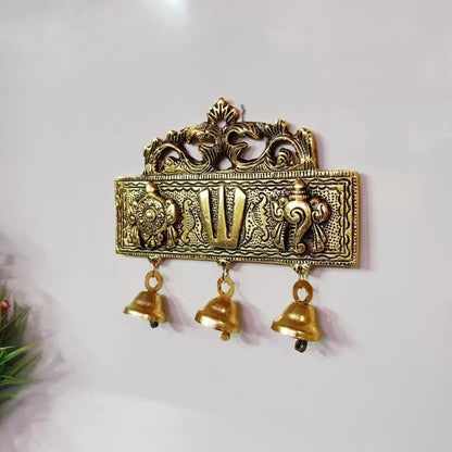 Tirupati Door Hanging Shankh Chakra Namah Latkan for Home,Office & Room,Showpiece Figurines,Religious Idol... Decorative Showpiece - 15 cm (Metal, Gold) - Brass Daddy