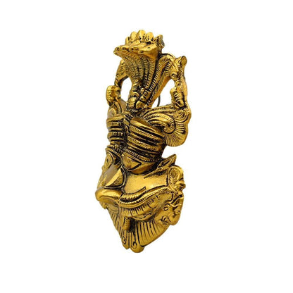 Metal Feng Shui Vastu Showpiece Nazar Battu with Naag Ganesha Suraksha Kawach Mask for Evil Eye Protection for Home, Office Wall & Door Hanging - Brass Daddy
