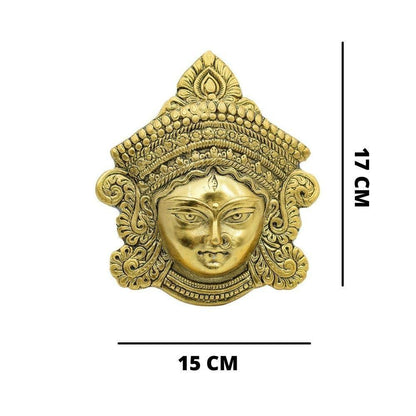 Shri Durga MATA Face for Wall Hanging/Durga Maa Face Mask Wall Hanging for Good Luck, Success and Prosperity - Brass Daddy