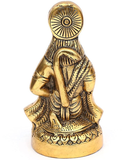 Metal Hanuman ji Murti/Bajrangbali Murti Idol Decorative Showpiece - 16.5 cm (Metal, Gold) - Brass Daddy