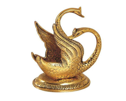 India Metal Swan Pair Showpiece Napkin Holder Stand for Dining Table Kitchen Office Use - Brass Daddy