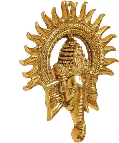 Ganesha ji Metal Statue,Ganpati Wall Hanging Sculpture for Your Home, Office - Brass Daddy