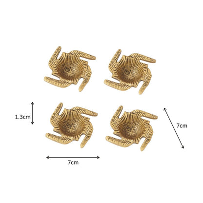 Aluminum Diya in Metal Swastik Shape Antique Golden Finish, Set of 4 Pc - Brass Daddy