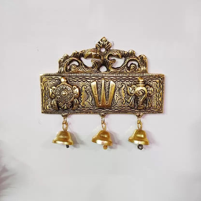 Tirupati Door Hanging Shankh Chakra Namah Latkan for Home,Office & Room,Showpiece Figurines,Religious Idol... Decorative Showpiece - 15 cm (Metal, Gold) - Brass Daddy