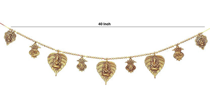 Leaf Handmade Premium Antique Metal Ganesha Bandarwal Toran for Door & Wall Hanging - Brass Daddy